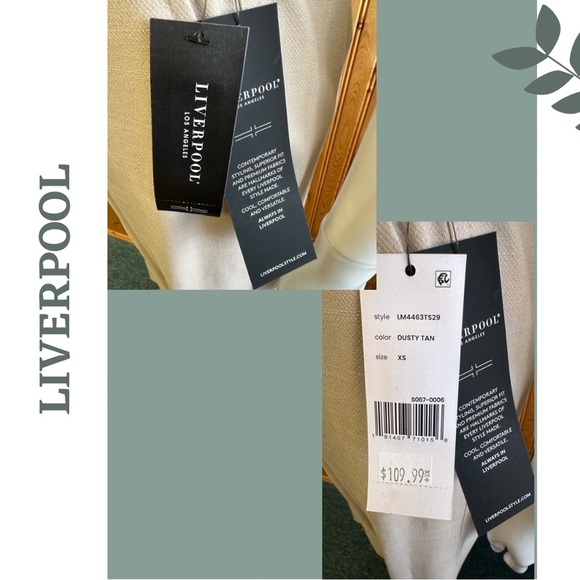 LIVERPOOL PULL ON TIE WAIST WIDE LEG ANKLE Pant Elastoc Waist Tan Size XS - Picture 7 of 8